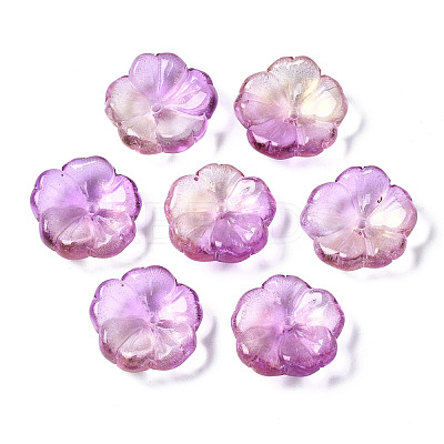 Transparent Spray Painted Glass Beads GLAA-Q089-003-G003-1