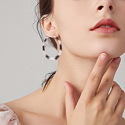 Enamel Bamboo Big Hoop Earrings JE976B-1
