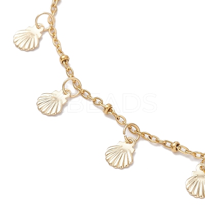 Summer Beach 304 Stainless Steel Shell Shaped Charm Anklets for Women AJEW-AN00658-1