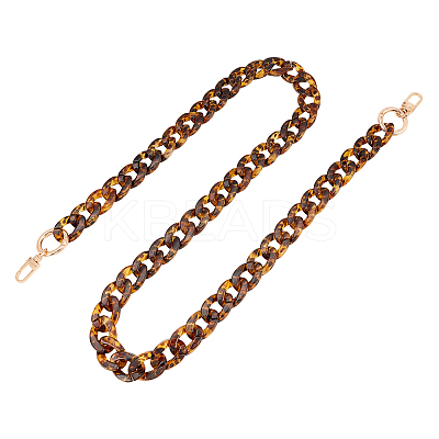 Leopard Print Pattern Acrylic Curb Chain Bag Handles FIND-WH0120-04C-1