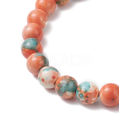 Dyed Synthetic Ocean White Jade & Turquoise Beaded Stretch Bracelets for Men Women BJEW-JB12372-03-1