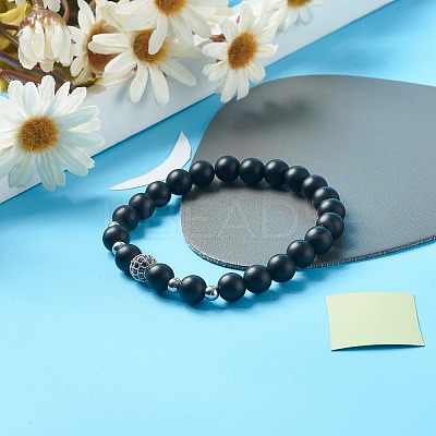 Reiki Crystal Natural Chalcedony Imitation Aquamarine Stretch Bracelets Set for Men Women BJEW-JB06806-01-1