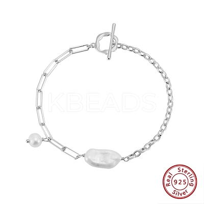 925 Sterling Silver Charm Bracelets BJEW-D343-02P-1