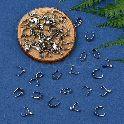 60Pcs 6 Styles 304 Stainless Steel Snap on Bails STAS-YW0002-83-1