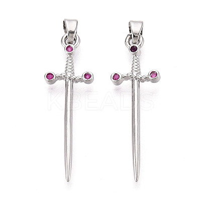 Brass Micro Pave Cubic Zirconia Pendants KK-N264-03P-1