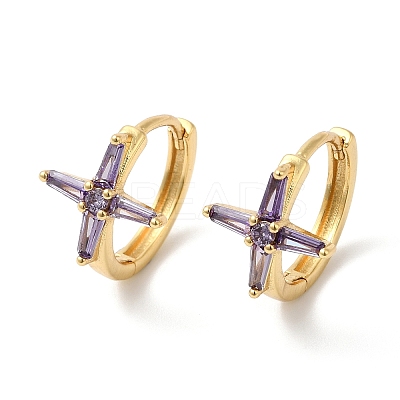 Cross Cubic Zirconia Cuff Earrings EJEW-G348-16G-1