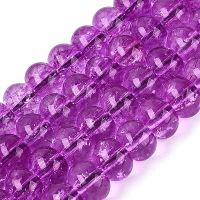 Crackle Transparent Glass Beads Strands GLAA-N074-02B-14-1