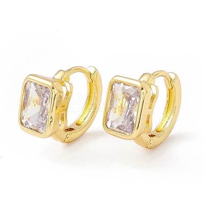 Clear Cubic Zirconia Rectangle Hoop Earrings EJEW-I266-01G-1