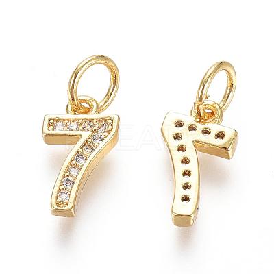 Brass Micro Pave Clear Cubic Zirconia Charms ZIRC-L092-07-G-1
