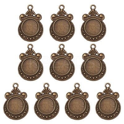 Tibetan Style Zine Alloy Pendant Cabochon Settings PALLOY-YW0001-72AB-1