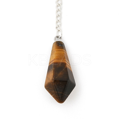 Natural Tiger Eye Cone Pointed Dowsing Pendulums G-A249-02S-09-1