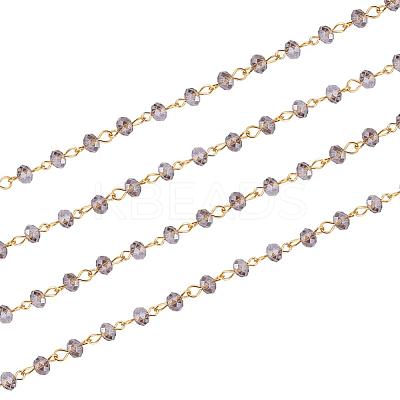 Handmade Rondelle Glass Beads Chains for Necklaces Bracelets Making AJEW-JB00037-05-1