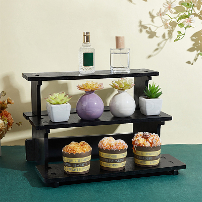 1 Bag 3-Tier Wood Display Riser Stands for Cosmetic ODIS-PH0002-02-1