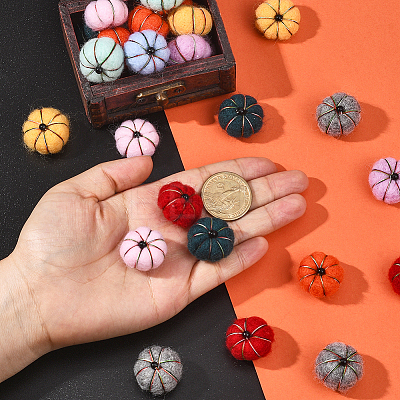 36Pcs Handwork Felt Needle Felting Pumpkin Ornaments AJEW-SC0031-39B-1