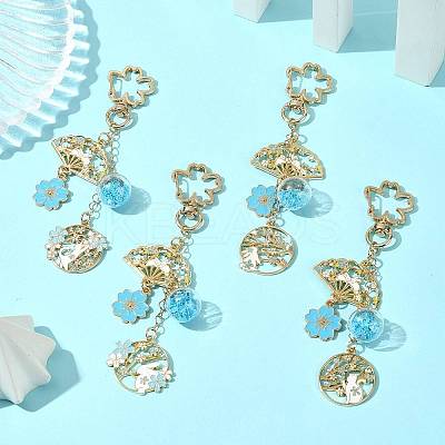 4Pcs Alloy Enamel & Glass Pendant Decorations HJEW-FS00049-1