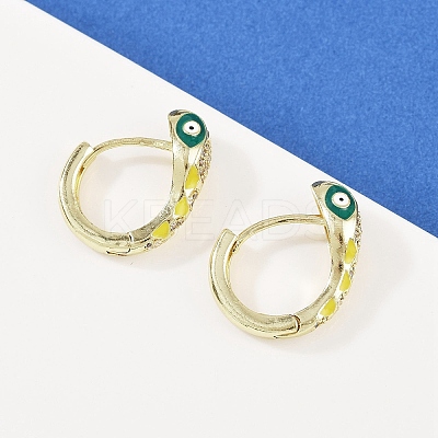 Brass Micro Pave Cubic Zirconia Hoop Earrings EJEW-B146-02G-1