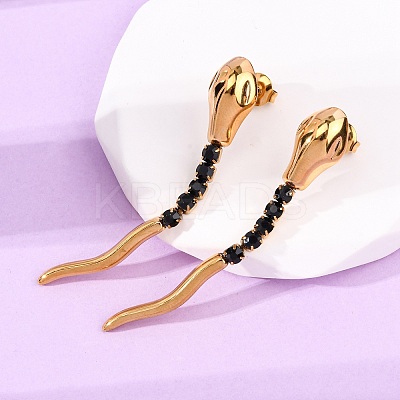 304 Stainless Steel Snake Stud Earrings EJEW-A136-03A-G-1