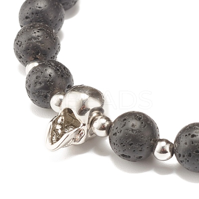 Adjustable Skull Braided Bead Bracelets BJEW-JB07497-01-1