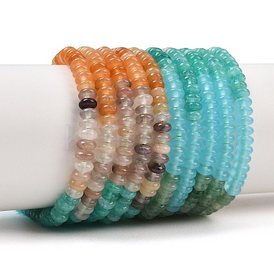 Glass & Natural Red Aventurine & Dyed White Jade & Topaz Jade & Quartz & Green Aventurin Beads Strands G-Z135-C03-2x4mm-1