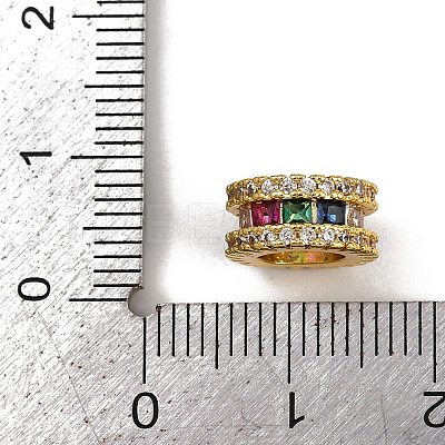 Brass Cubic Zirconia European Beads KK-L236-10G-1