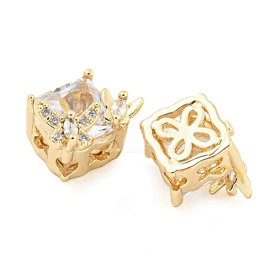 Rack Plating Brass Micro Pave Clear Cubic Zirconia Beads KK-F089-35G-01-1