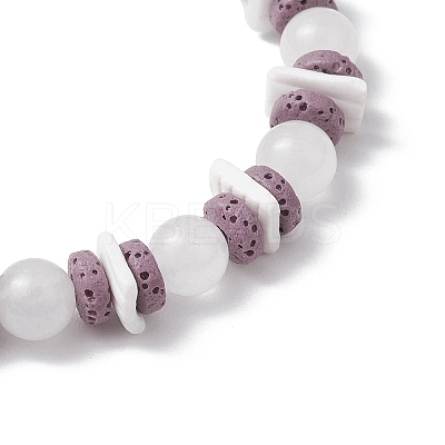Round Natural White Jade Beads Stretch Bracelets BJEW-JB11818-02-1