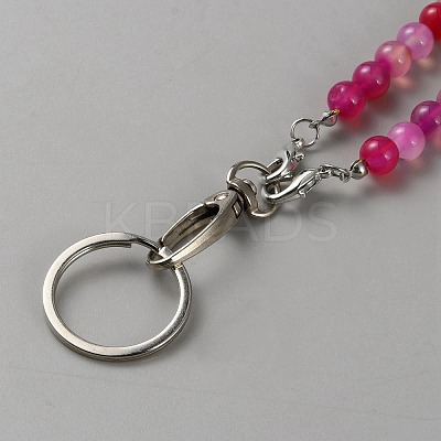Wood & Natural Agate Beaded ID Card Neck Strap Card Holder AJEW-WH0270-043A-1