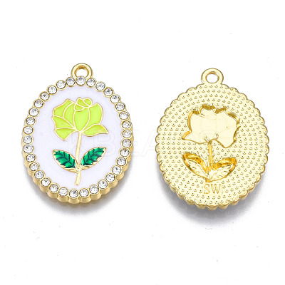 Rack Plating Alloy Enamel Pendants PALLOY-S132-337G-1