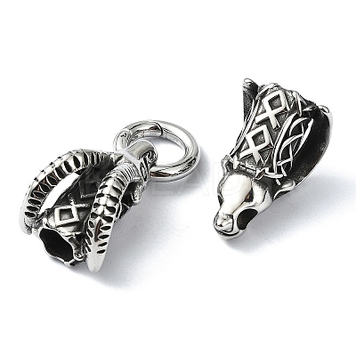 Tibetan Style 304 Stainless Steel Spring Gate Rings FIND-Z046-03AS-02-1