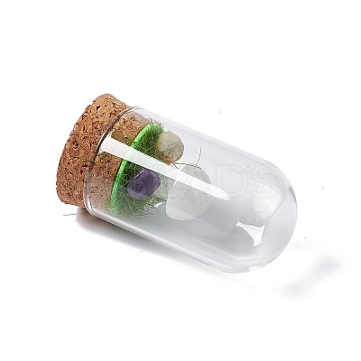 Natural Quartz Crystal Mushroom Display Decoration with Glass Dome Cloche Cover G-E588-03I-1