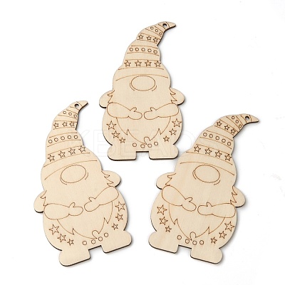 Christmas Theme Undyed Natural Wood Big Pendants X-WOOD-B001-10C-1