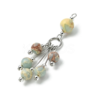 Synthetic Aqua Terra Jasper Round Tassel Big Pendants PALLOY-JF03281-01-1