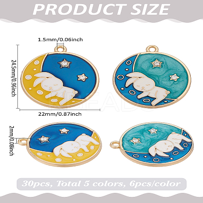 12Pcs 2 Colors Alloy Enamel Pendants ENAM-LP0002-58-1
