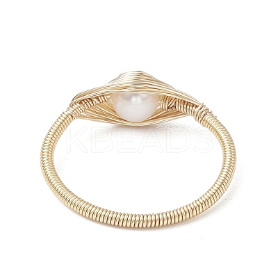 Horse Eye Natural Pearl Finger Rings RJEW-JR00844-01-1
