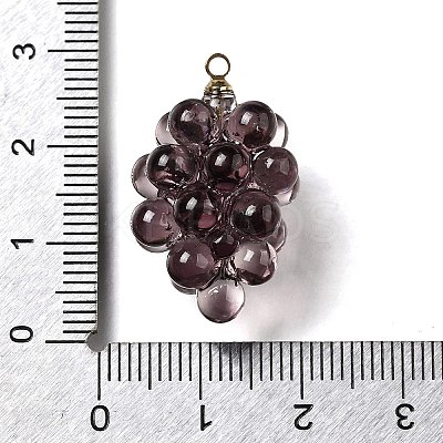 Grape Brass Acrylic Pendants LS-OACR-R006-05G-10-1