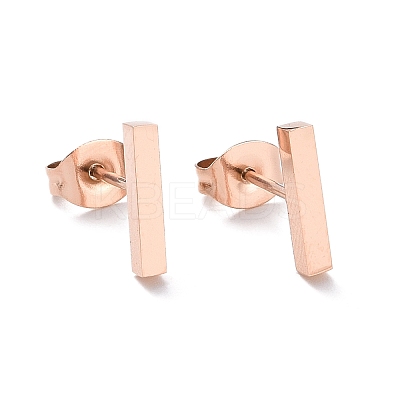 Ion Plating(IP) Cuboid 304 Stainless Steel Stud Crawler Earrings EJEW-O052-45RG-1