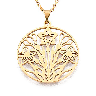 304 Stainless Steel Pendant Necklaces NJEW-T018-57G-1