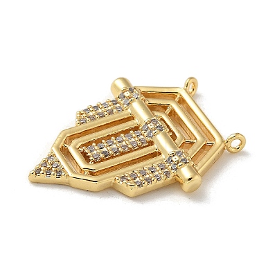 Brass Micro Pave Clear Cubic Zirconia Pendants KK-U046-04G-02-1