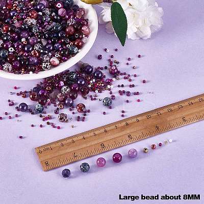 2 Bag Glass Round Beads Set JX547O-1
