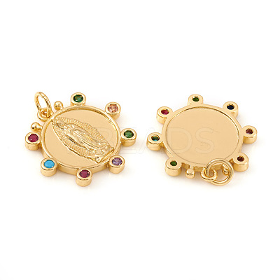 Brass Micro Pave Cubic Zirconia Pendants KK-I672-34G-1
