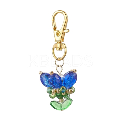 Flower Glass Pendants Decorations HJEW-MZ00248-07-1