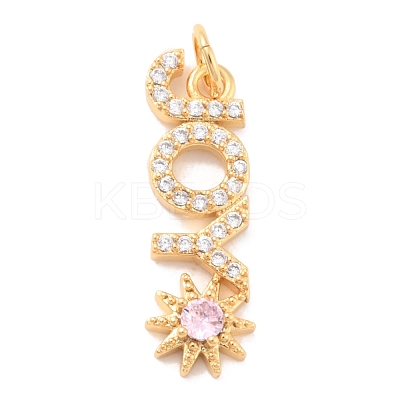 Eco-Friendly Brass Micro Pave Cubic Zirconia and Glass Pendants KK-K268-28G-1