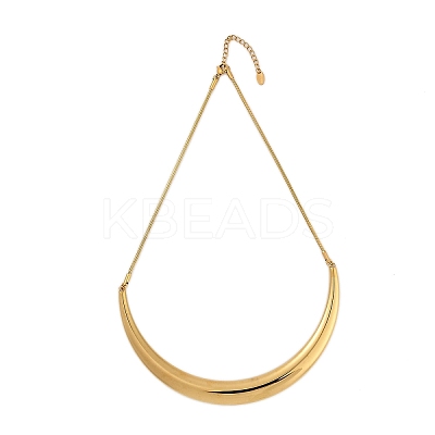 304 Stainless Steel Arc Shaped Pendant Snake Chain Necklaces for Women NJEW-B122-03G-1