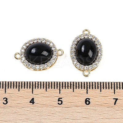 Brass Micro Pave Clear Cubic Zirconia Connector Charms KK-U043-50G-04-1