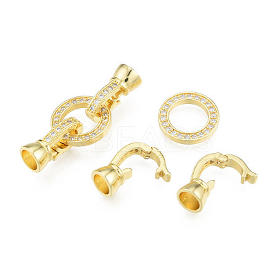 Brass Micro Pave Clear Cubic Zirconia Fold Over Clasps KK-N231-399LG-1