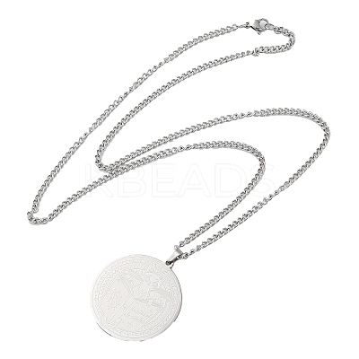 Non-Tarnish 304 Stainlessa Steel Curb Chain Pendant Necklaces LS-NJEW-H034-07P-1