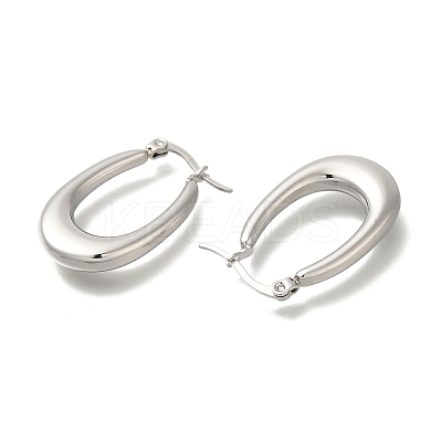 304 Stainless Steel Oval Hoop Earrings for Women EJEW-S227-69P-1