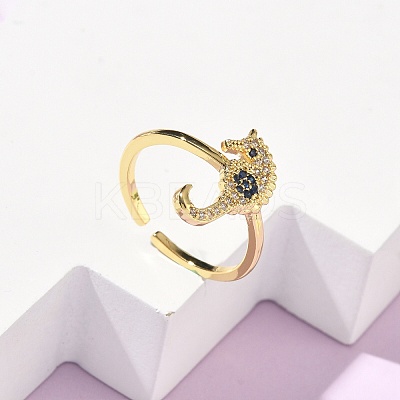 304 Stainless Steel Cubic Zirconia Cuff Open Rings for Women LS-RJEW-Z122-02G-01-1