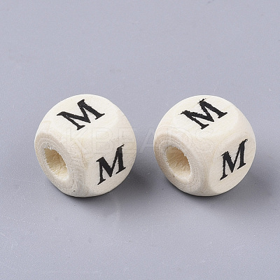 Printed Natural Wood Beads X-WOOD-T026-001M-1
