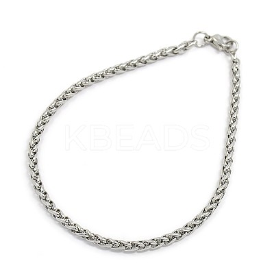 Tarnish Resistant 304 Stainless Steel Wheat Chain Bracelet Making STAS-A028-B006P-1